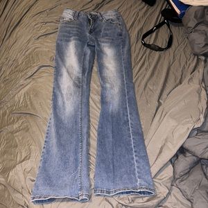light blue flare jeans